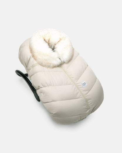 7 A.M. Enfant Car Seat Cocoon - Tundra Heather Beige White Faux Fur - Twinkle Twinkle Little One