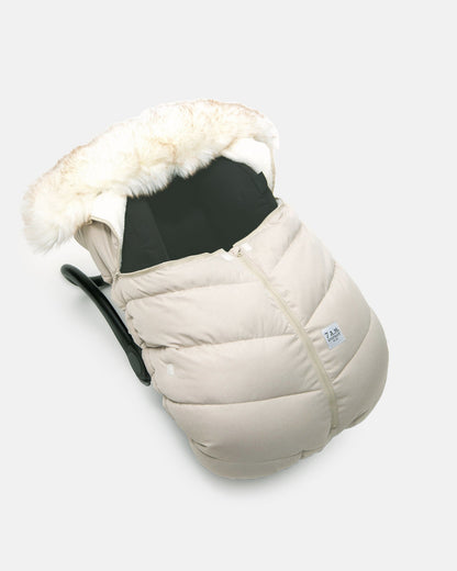 7 A.M. Enfant Car Seat Cocoon - Tundra Heather Beige White Faux Fur - Twinkle Twinkle Little One