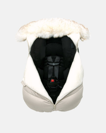 7 A.M. Enfant Car Seat Cocoon - Tundra Heather Beige White Faux Fur - Twinkle Twinkle Little One