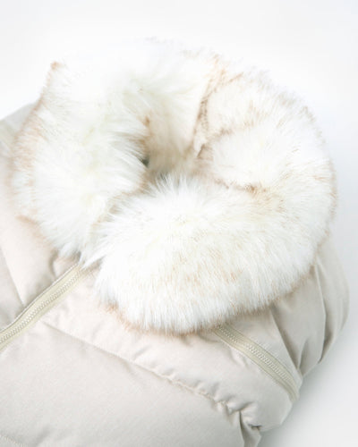 7 A.M. Enfant Car Seat Cocoon - Tundra Heather Beige White Faux Fur - Twinkle Twinkle Little One