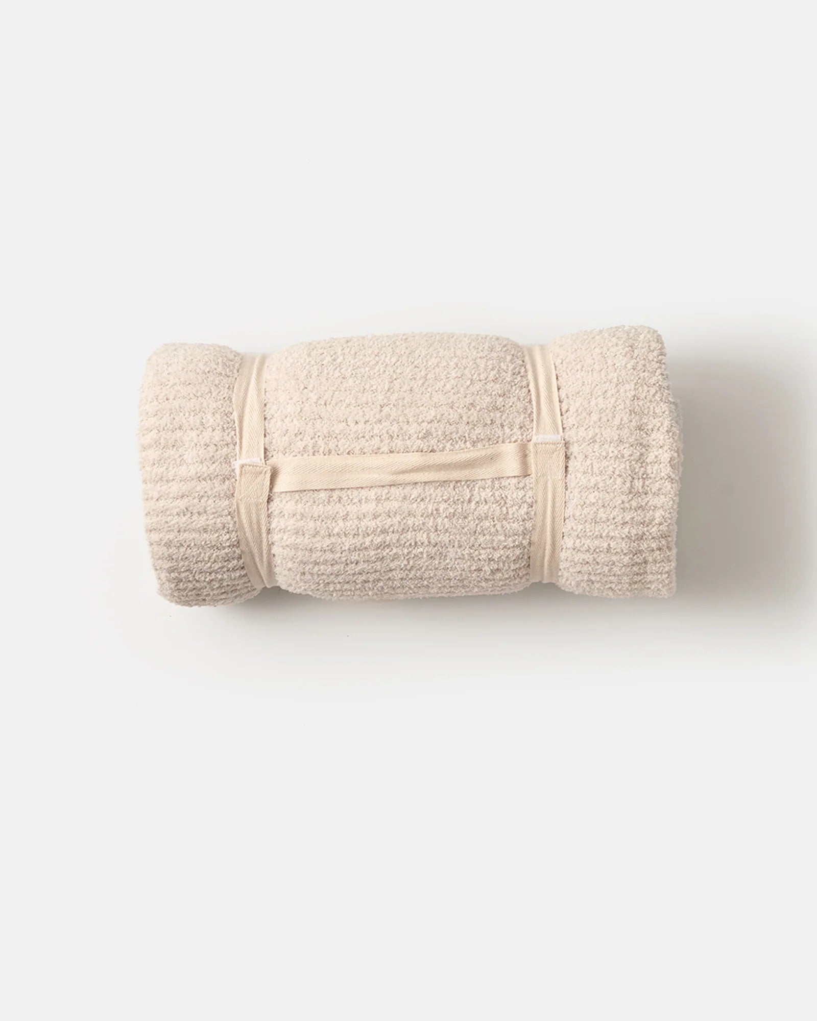 7 A.M. Fuzzy Crushed Ribbed Blanket - Ecru