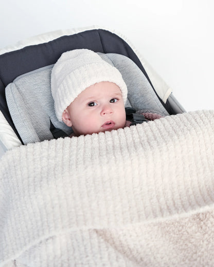 7 A.M. Fuzzy Crushed Ribbed Blanket - Ecru - Twinkle Twinkle Little One