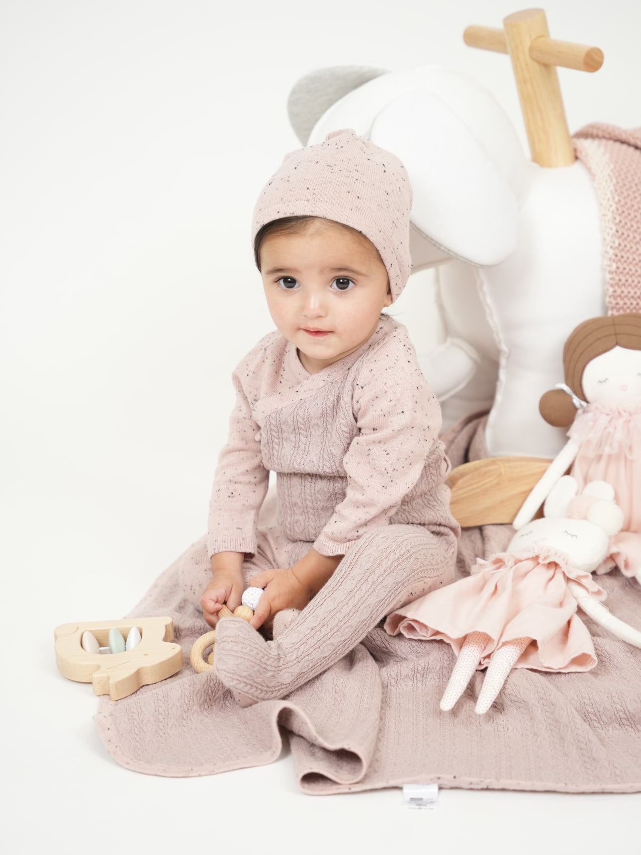 Girl's Cable Wrap Footie & Hat Set - Pale Pink - Twinkle Twinkle Little One