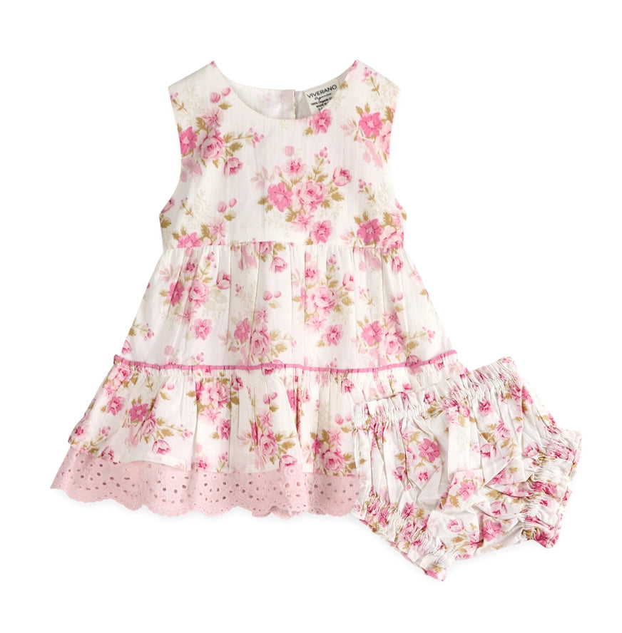 Camille Floral Organic Baby Dress & Bloomer