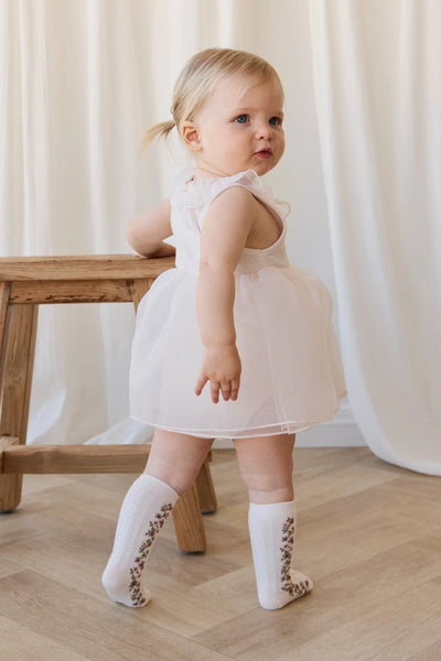 Cassie Knee High Sock Cassie Floral Jacquard Bridal Blush - Twinkle Twinkle Little One