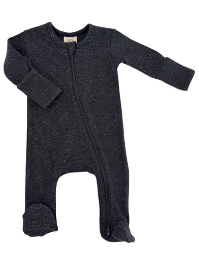 Newborn Charcoal Speckle 2-Way Zip Footie - Twinkle Twinkle Little One