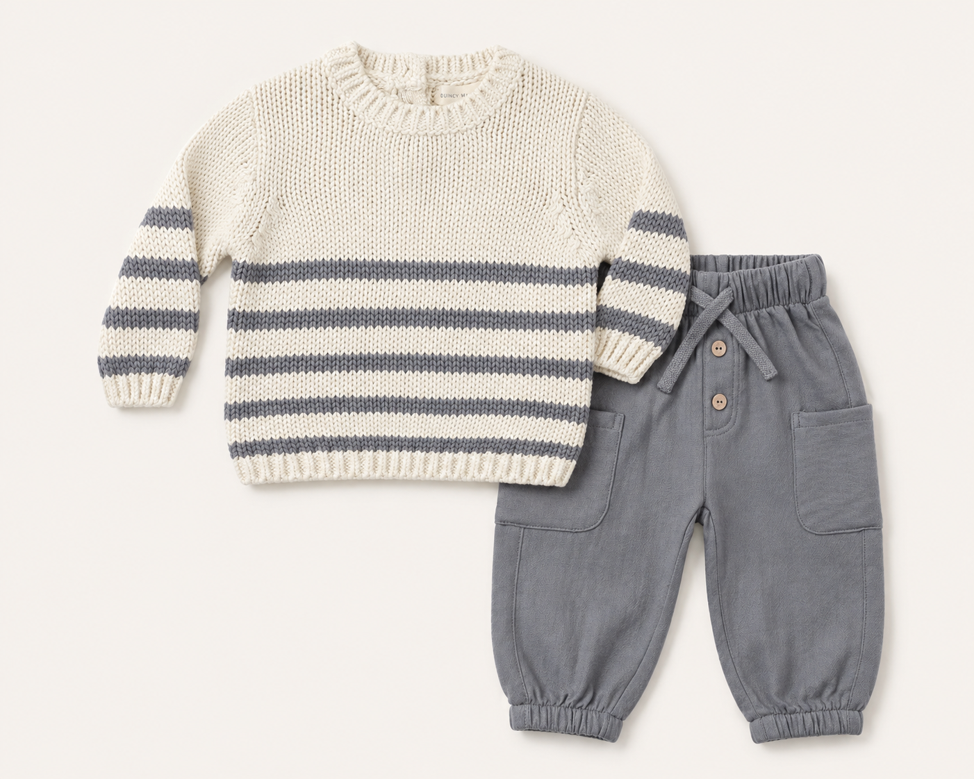 Quincy Mae Rex Stripe Sweater & Luca Pant || Slate