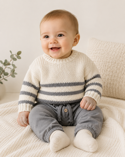 Quincy Mae Rex Stripe Sweater & Luca Pant || Slate
