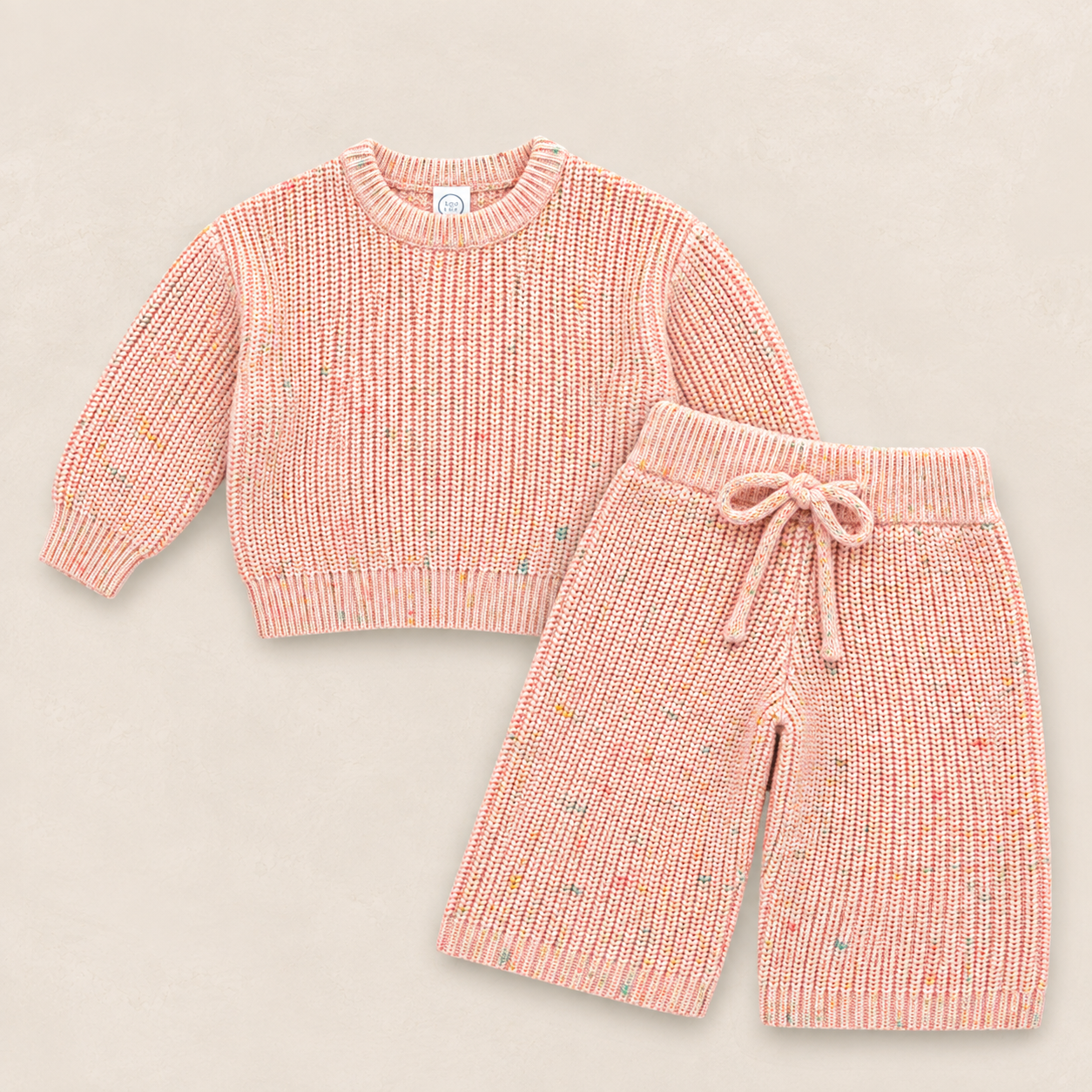 Knit Chunky Sweater & Wide Leg Pant - Petal Speckle