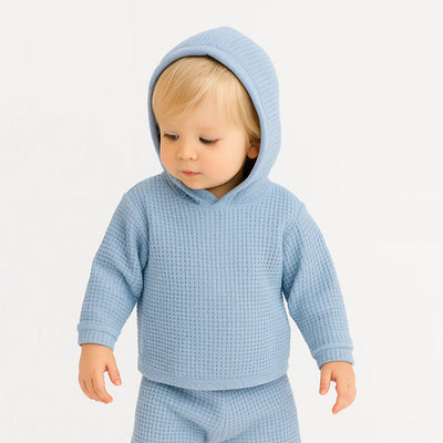 Chunky Thermal Loungewear Hoodie Set - Powder Blue