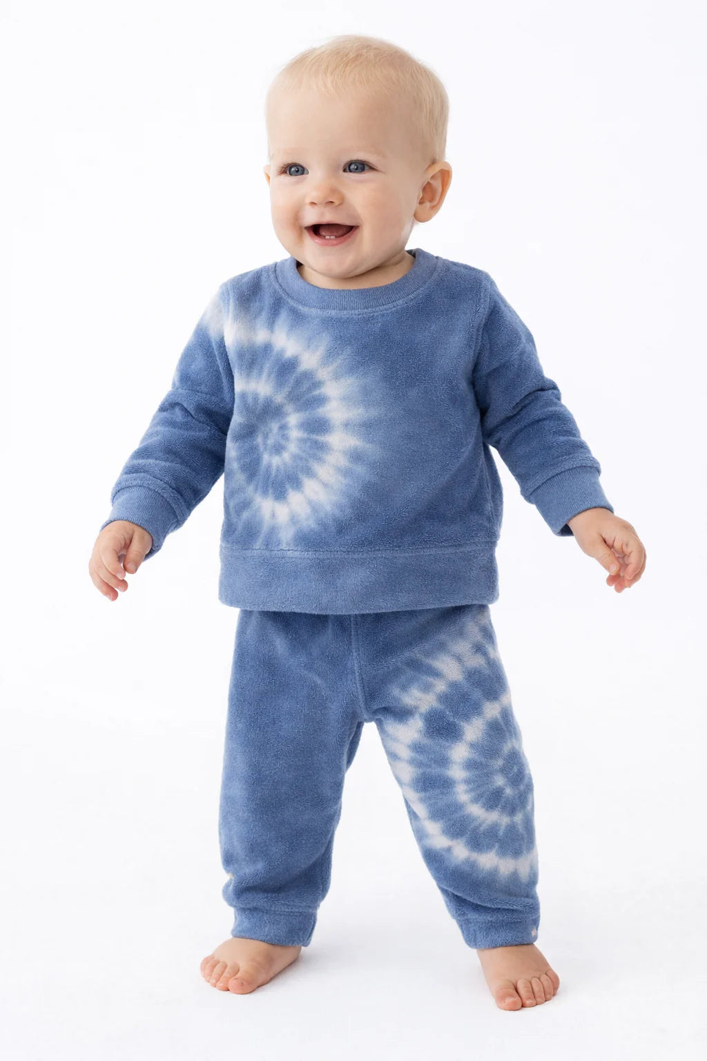 Loop Terry Spiral Pullover and Pant Set - Dark Blue
