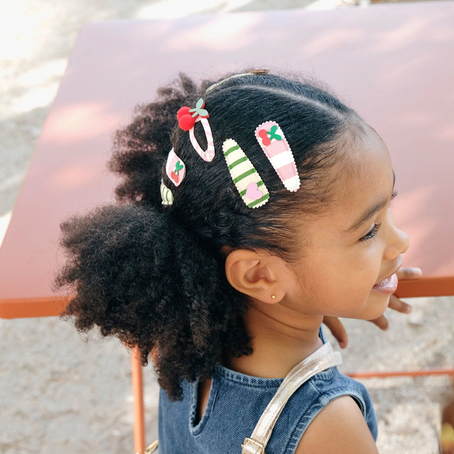 Cherry Kiss Stripy Hair Clips