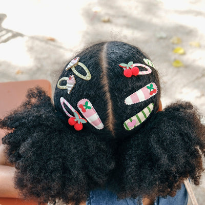 Cherry Kiss Stripy Hair Clips