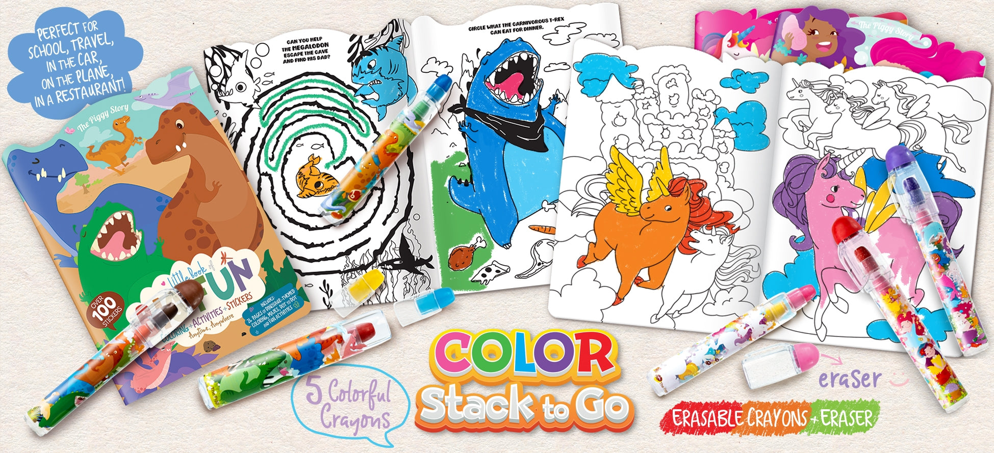 Color Stack To Go Erasable Crayons - Dinosaur World - Twinkle Twinkle Little One