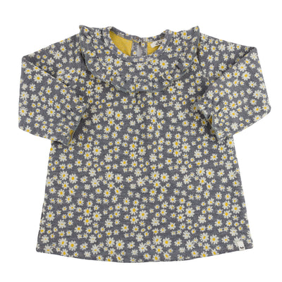 Pucker Mini Daisies Cora Dress Double Knit - Heather Gray - Twinkle Twinkle Little One