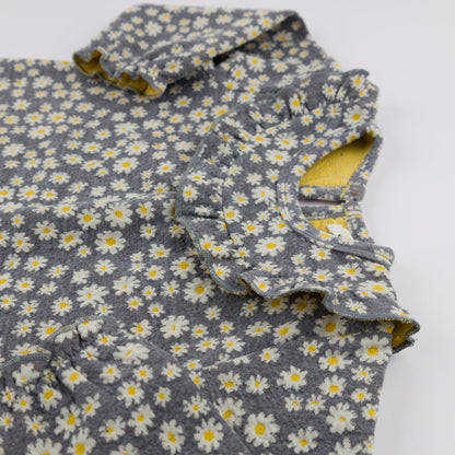 Pucker Mini Daisies Cora Dress Double Knit - Heather Gray - Twinkle Twinkle Little One