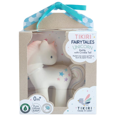 Cotton Candy Unicorn Natural Rubber Rattle with Crinkle Tail - Twinkle Twinkle Little One