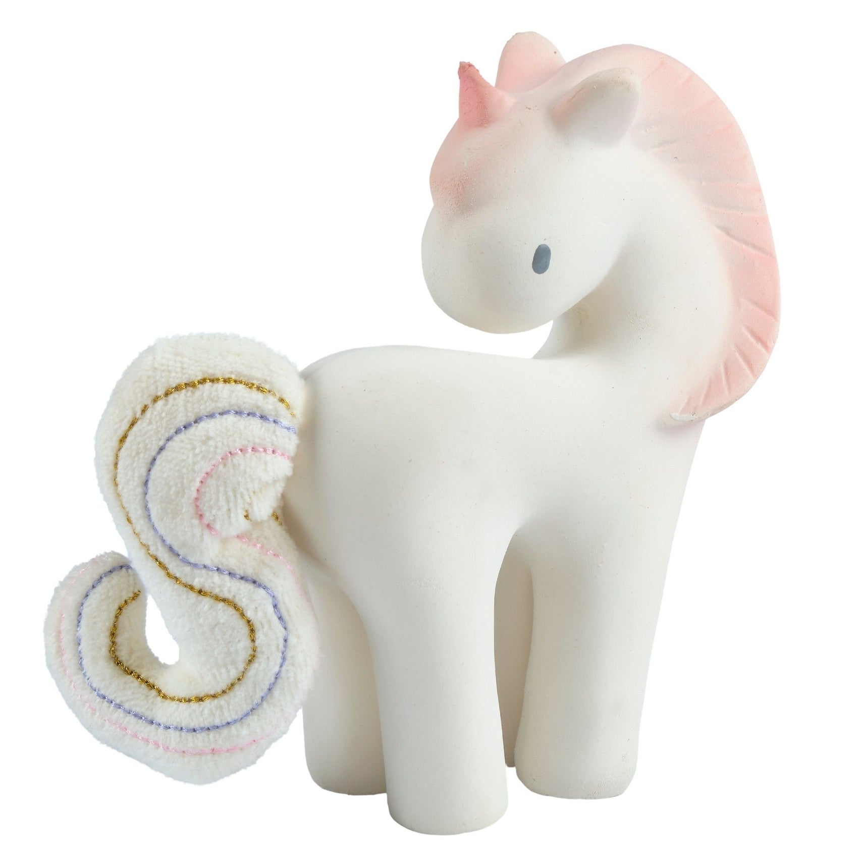 Cotton Candy Unicorn Natural Rubber Rattle with Crinkle Tail - Twinkle Twinkle Little One