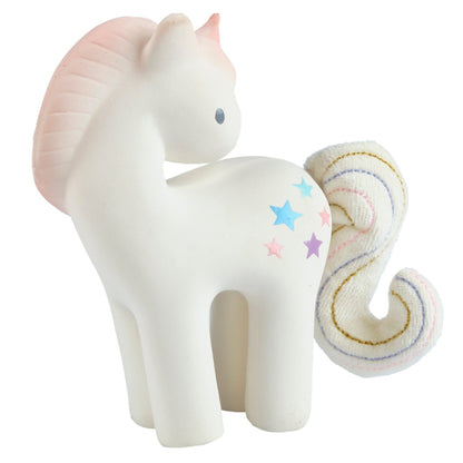 Cotton Candy Unicorn Natural Rubber Rattle with Crinkle Tail - Twinkle Twinkle Little One