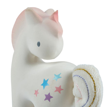 Cotton Candy Unicorn Natural Rubber Rattle with Crinkle Tail - Twinkle Twinkle Little One