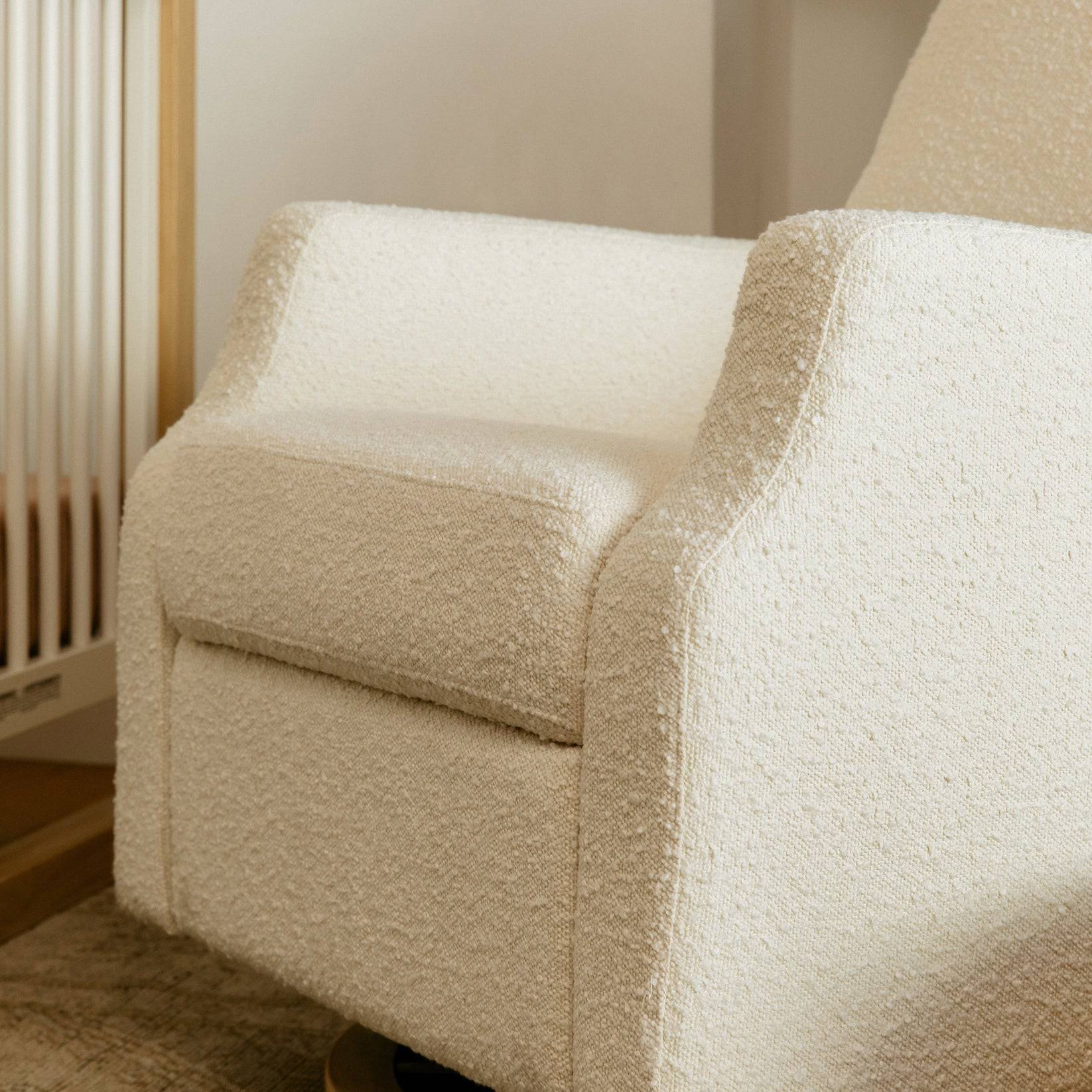 Crewe Recliner & Swivel Glider - Ivory Boucle w/ Light Wood Base - Twinkle Twinkle Little One