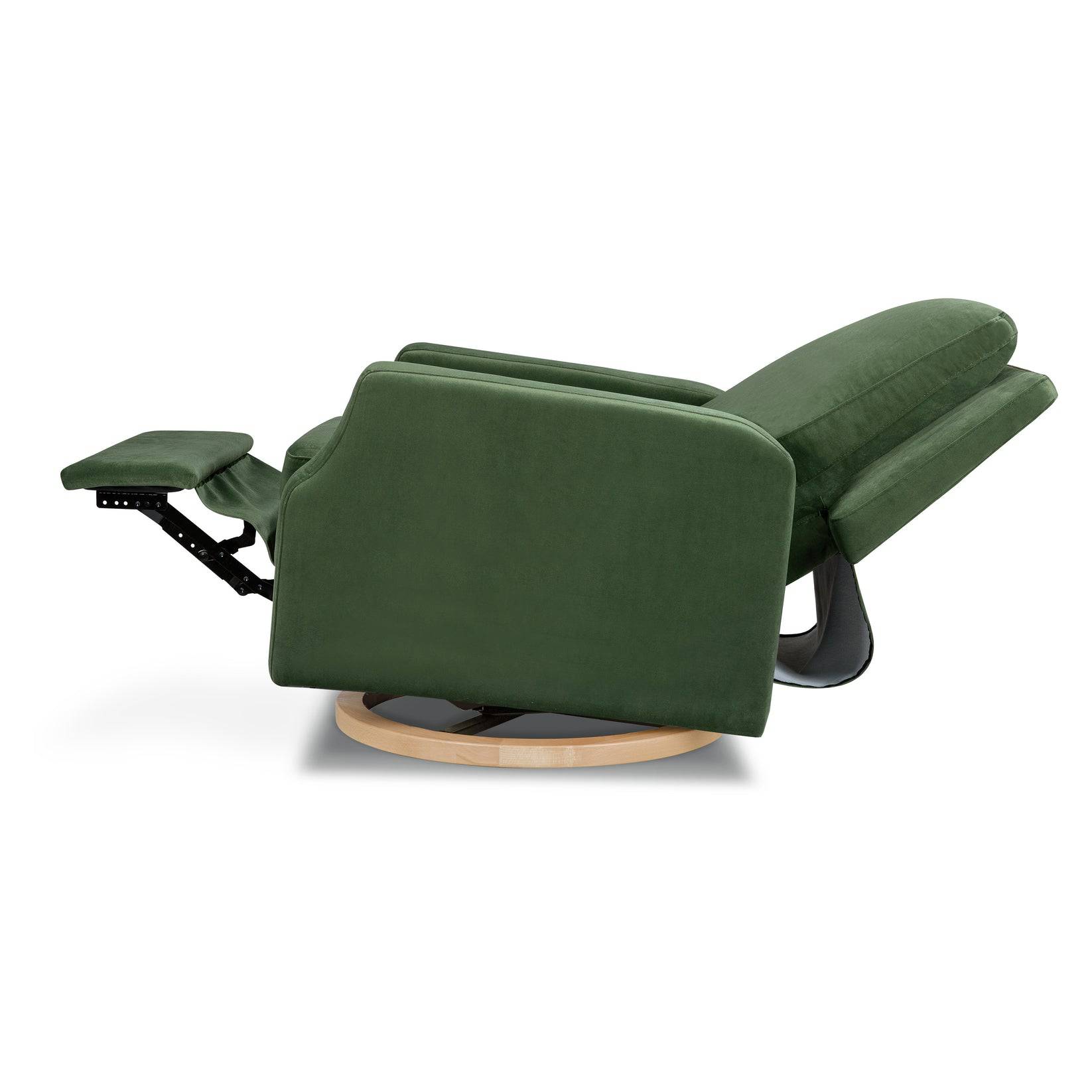 Crewe Recliner & Swivel Glider - Forest Green Velvet w/ Light Wood Base - Twinkle Twinkle Little One