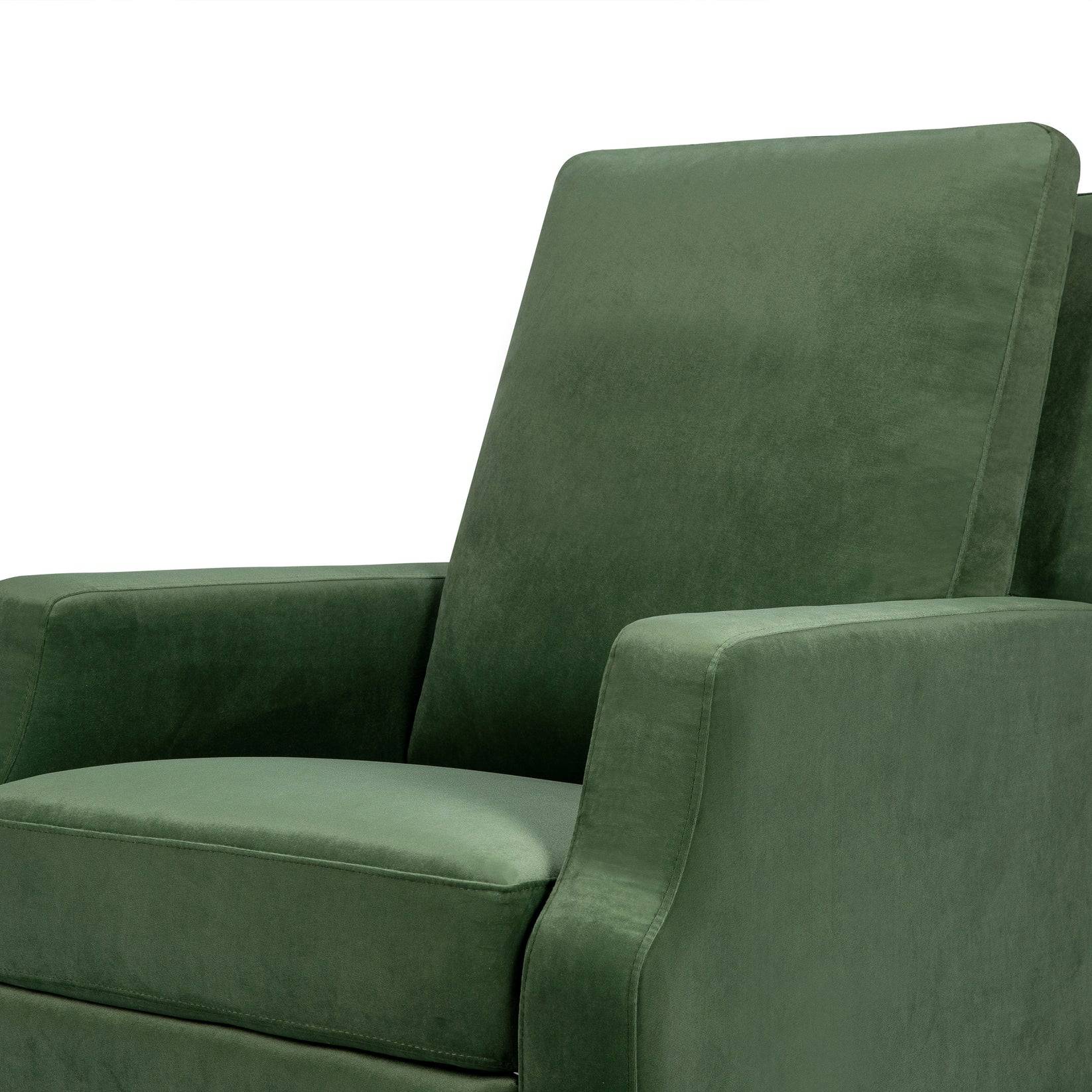 Crewe Recliner & Swivel Glider - Forest Green Velvet w/ Light Wood Base - Twinkle Twinkle Little One