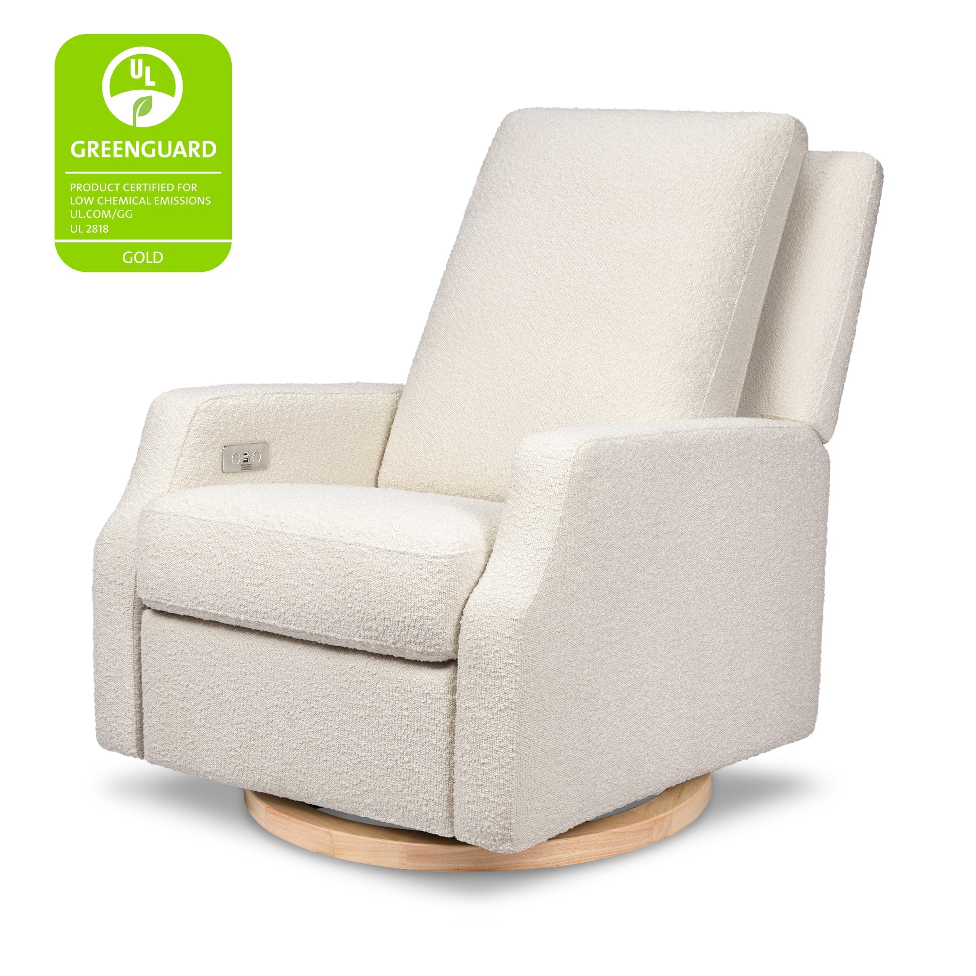 Buy ivory-boucle-with-light-wood-base Crewe Electronic Swivel Glider Recliner