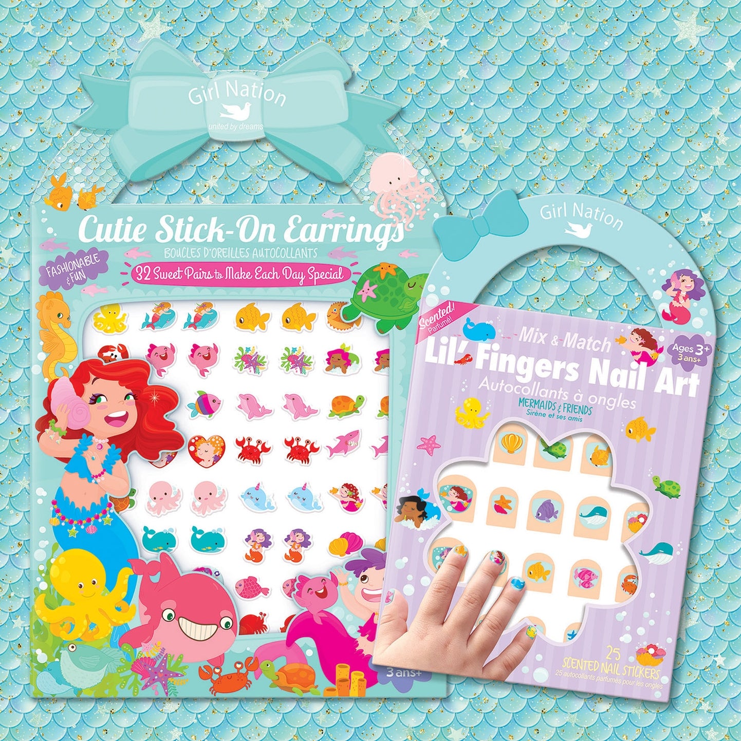 Cutie Stick-On Earring and Nail Sticker Gift Set - Mermaids - Twinkle Twinkle Little One