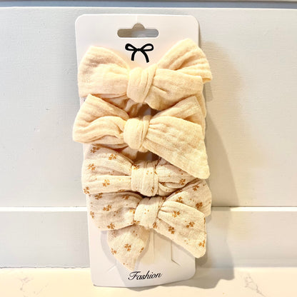 Tied Muslin Bow Clips - Twinkle Twinkle Little One