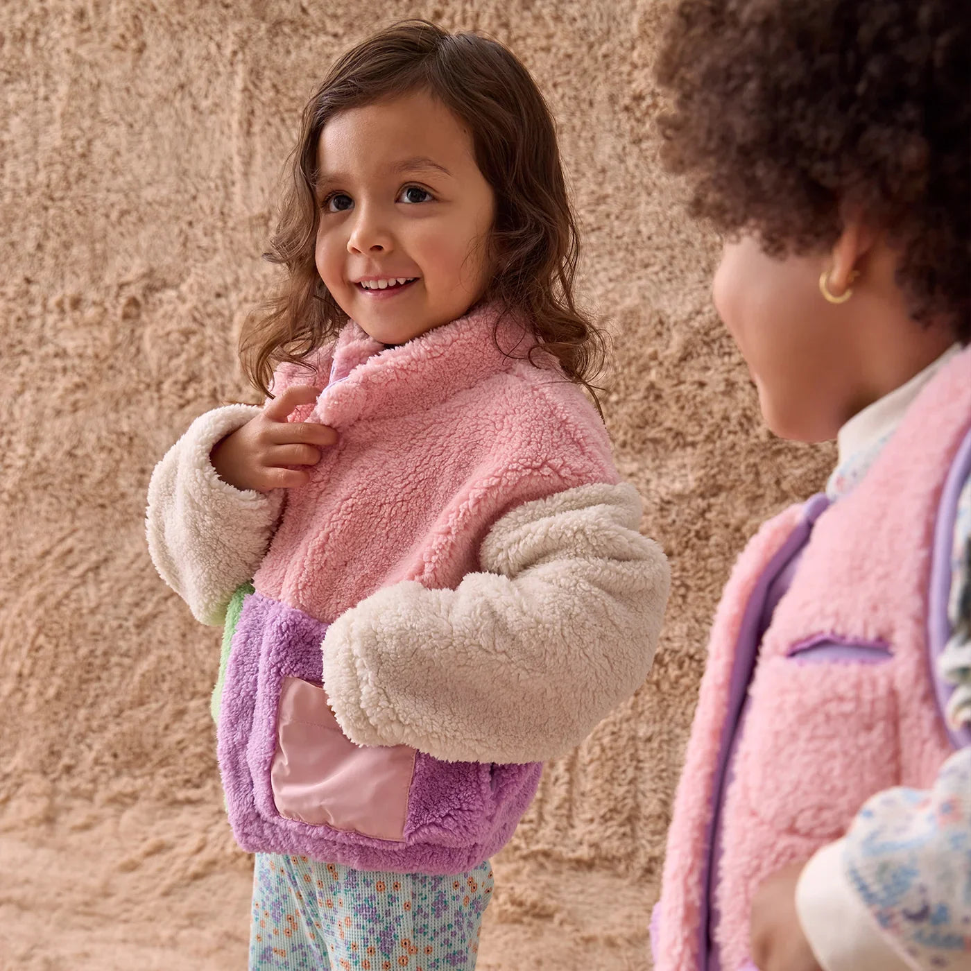 Magnetic Me Pink Colorblock Sherpa Girls Jacket