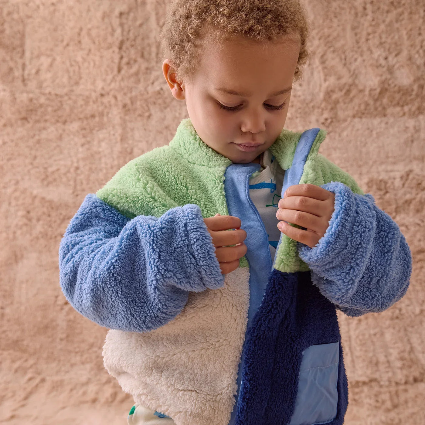 Magnetic Me Blue Colorblock Sherpa Boys Jacket