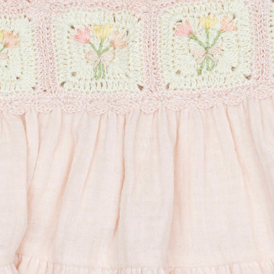 Crochet Dress in Pink Bouquet