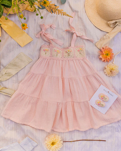 Crochet Dress in Pink Bouquet