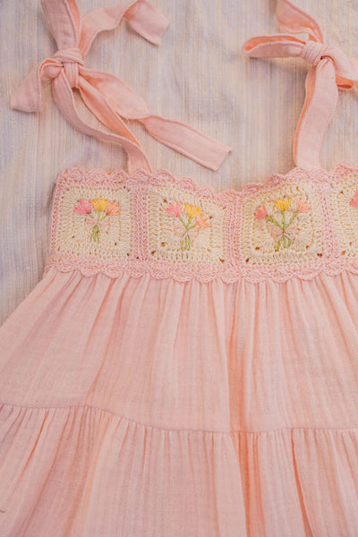 Crochet Dress in Pink Bouquet