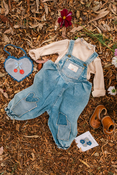 Patchwork Heart Overalls - Denim - Twinkle Twinkle Little One
