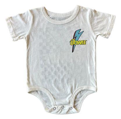 David Bowie Checkered Bolt Onesie - Vintage white - Twinkle Twinkle Little One