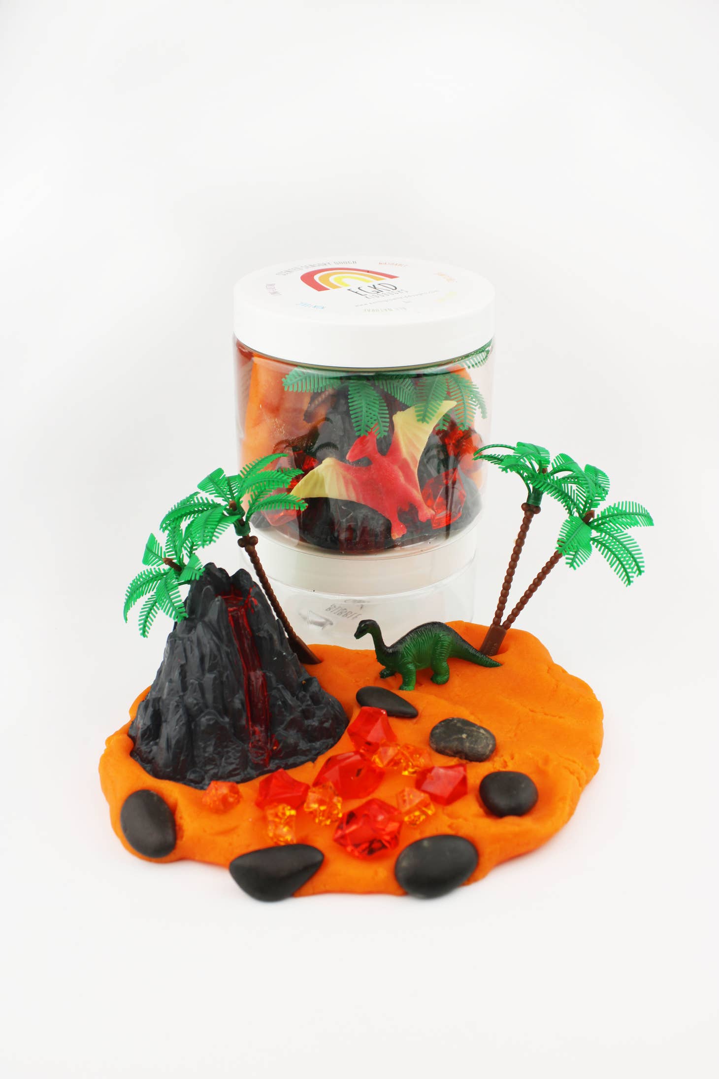 Dinosaur Volcano Play Dough-To-Go Jar - Twinkle Twinkle Little One