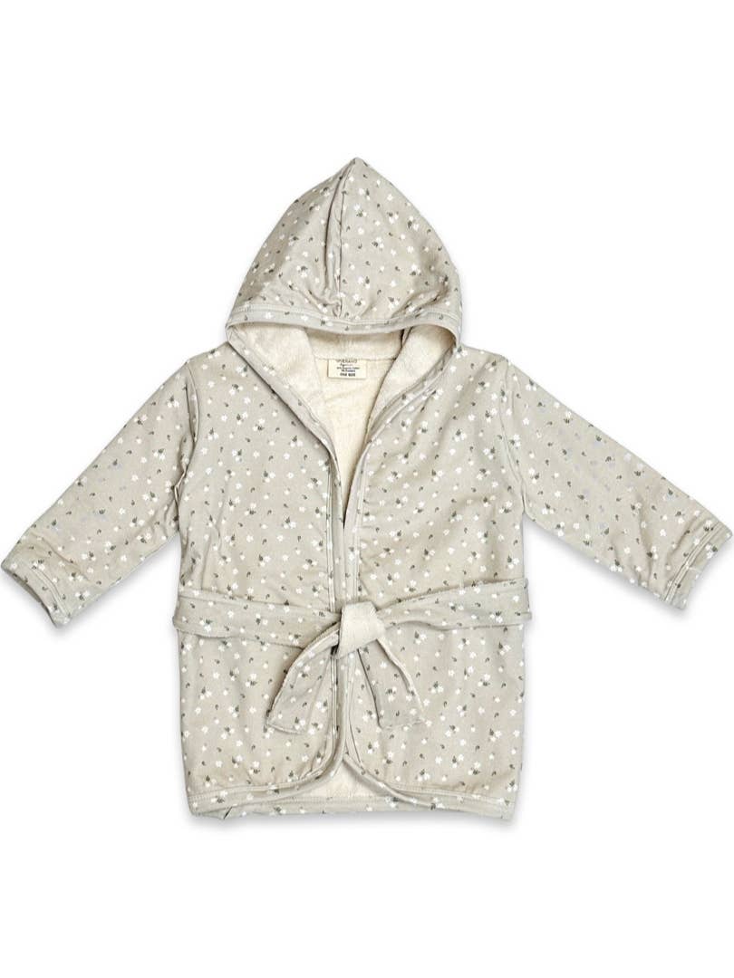 Ditsy Floral Organic Cotton Hooded Baby Bathrobe - Twinkle Twinkle Little One
