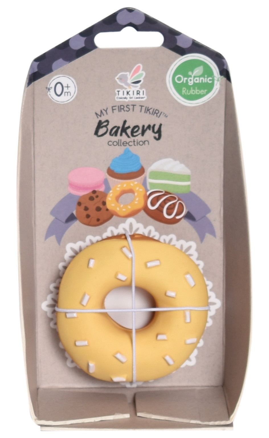 Donut Natural Rubber Teether, Rattle & Pretend Play - 0