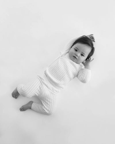 Ribbed Cotton Wrap Top & Leggings - Seashell - Twinkle Twinkle Little One