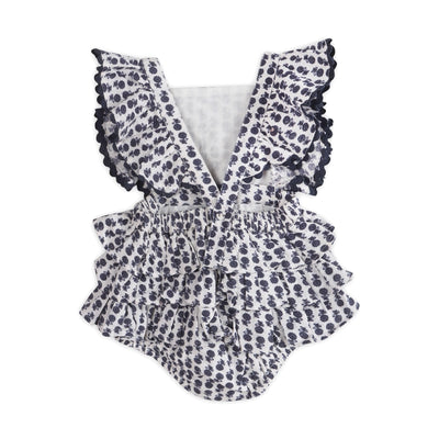 Everly Blue Floral Organic Baby Romper & Headband Set