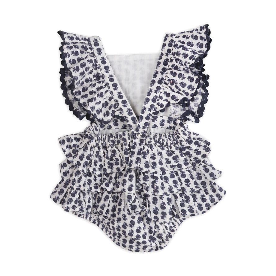 Everly Blue Floral Organic Baby Romper & Headband Set