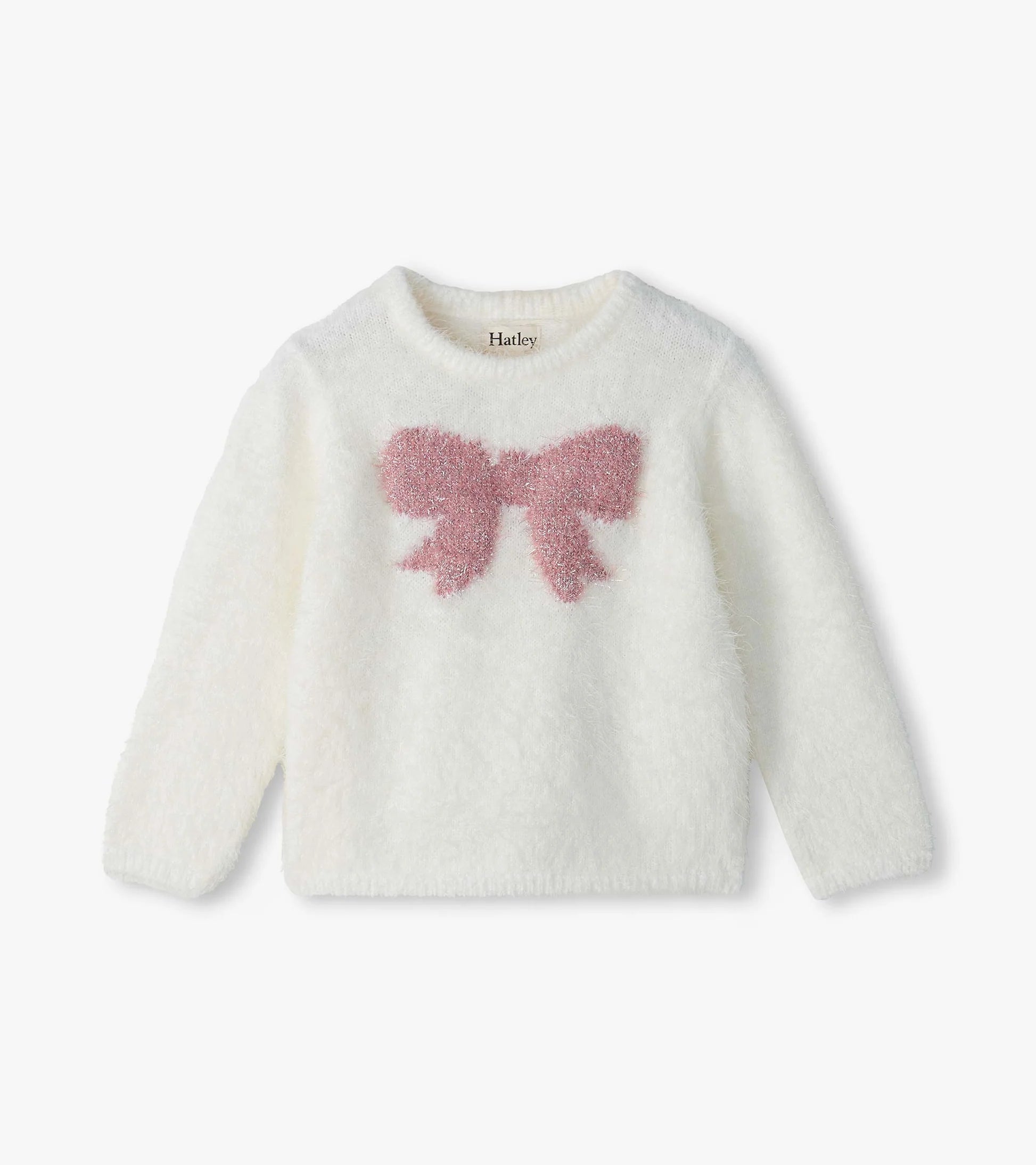 Gardenia Pink Bow Furry Sweater