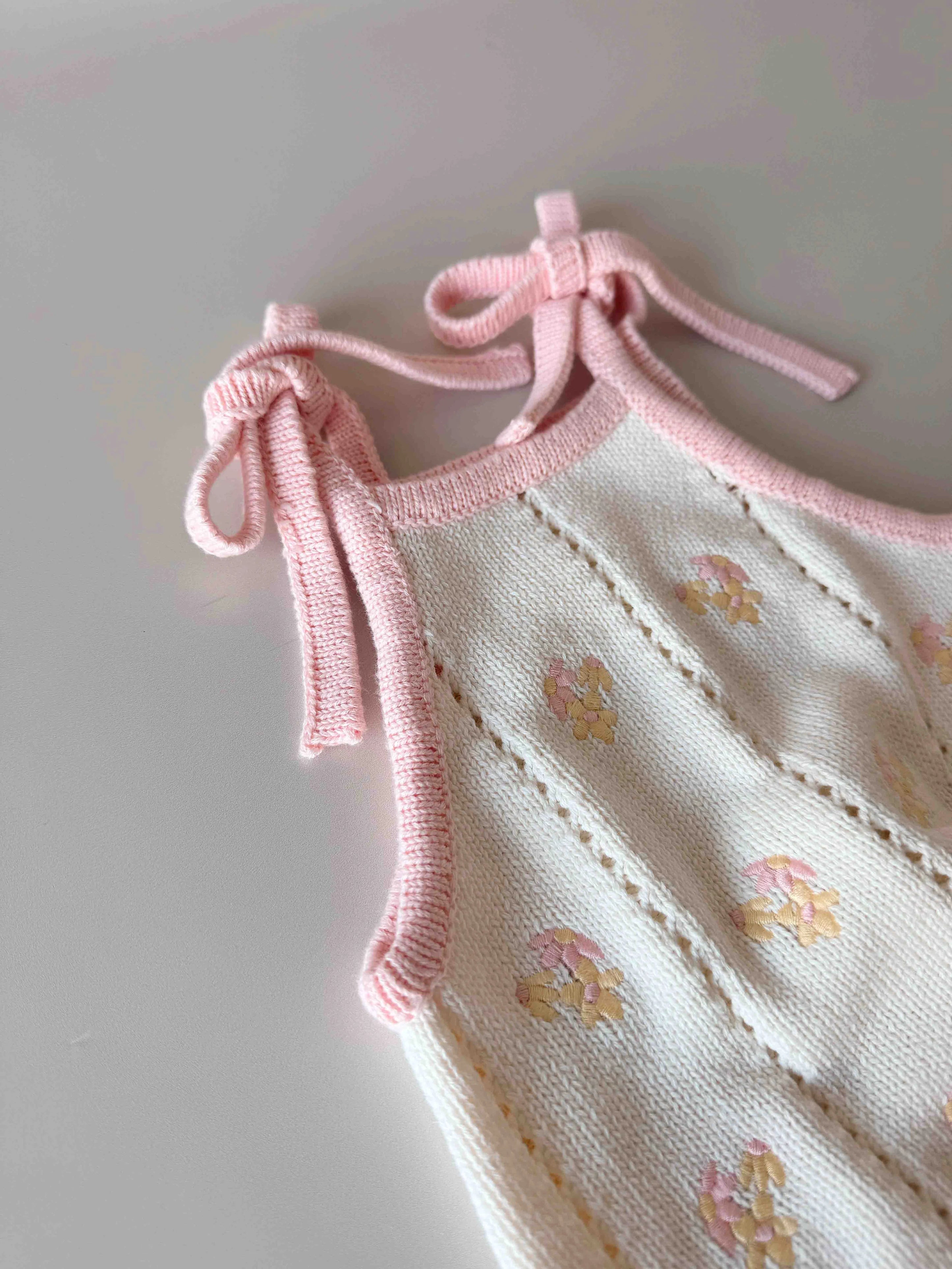 Bloom Pointelle Tie Romper - Cosmos