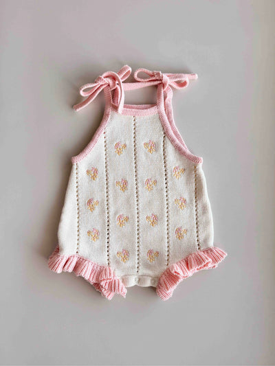 Bloom Pointelle Tie Romper - Cosmos