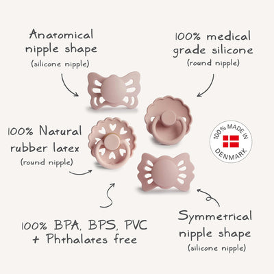 FRIGG Baby's First Pacifier Floral Heart (Blush) 4-Pack - Twinkle Twinkle Little One