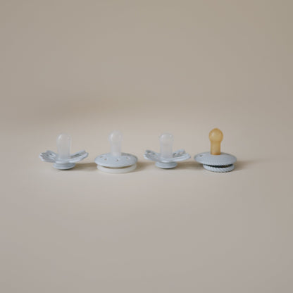 FRIGG Baby's First Pacifier Moonlight Sailing (Powder Blue) 4-Pack - Twinkle Twinkle Little One