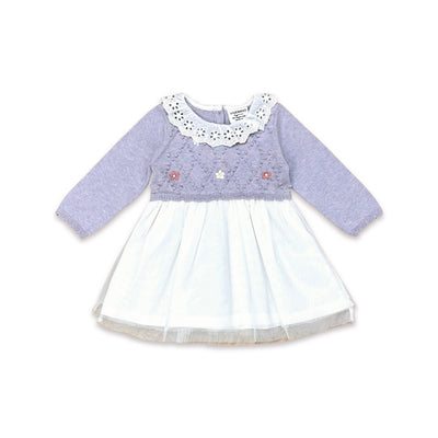 Floral Embroidered Knit Tutu Dress - Lilac Heather - Twinkle Twinkle Little One