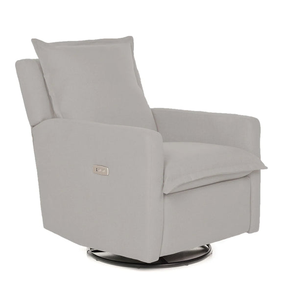 Floor Model: Flynn Swivel Gliding Power Recliner Boucle Smoke - Twinkle Twinkle Little One